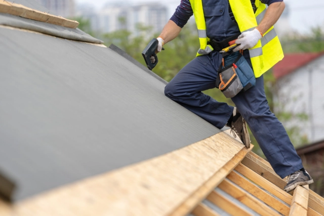 Roof replacement at a house in Roscoe Village, Chicago