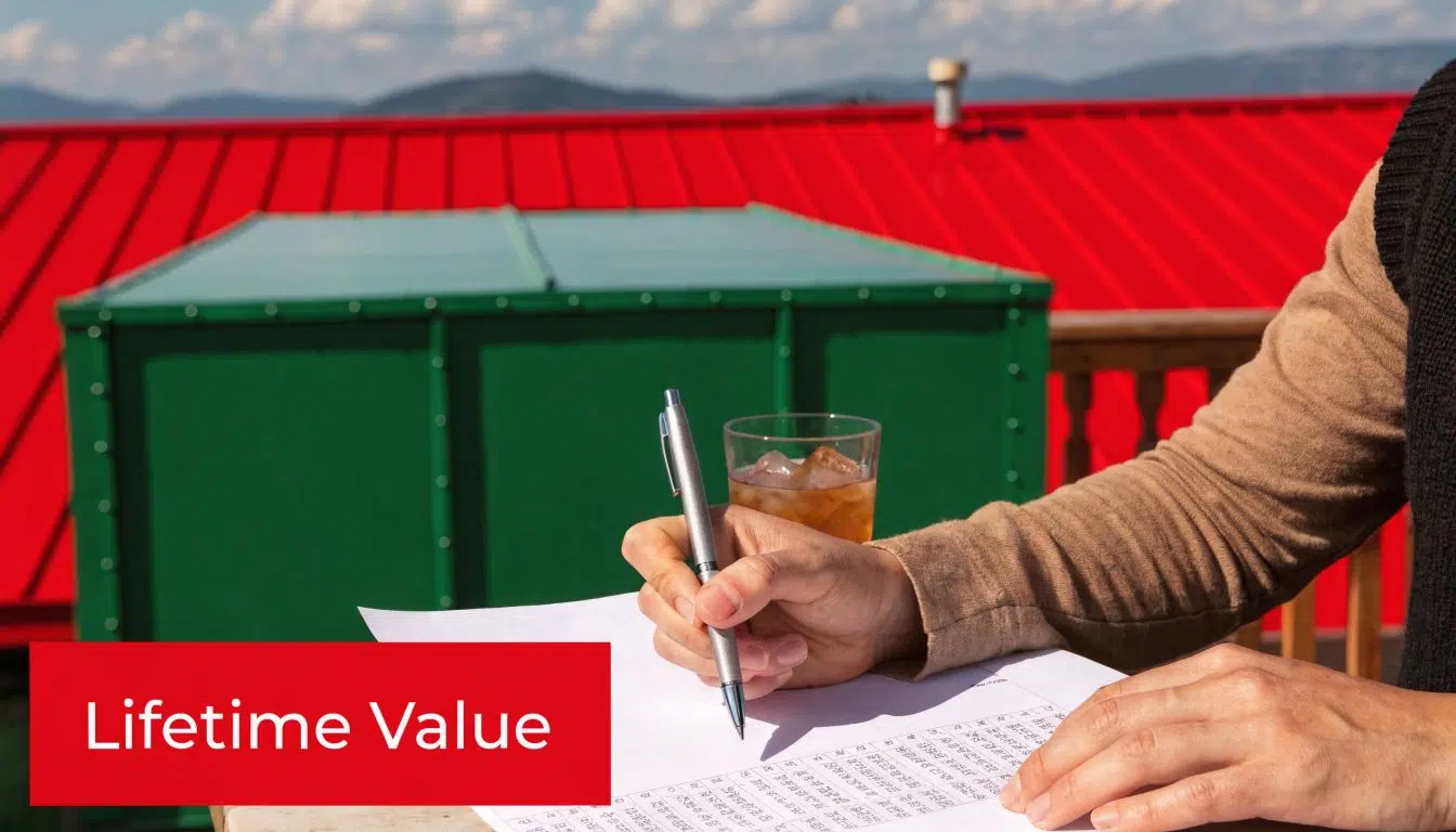What Is the Best Roof for Your Money in Chicago 2 A person writing on a document with a red roof and water tank in the background.