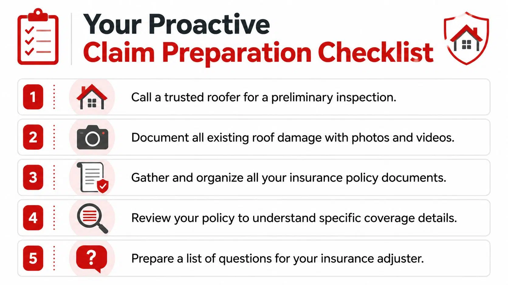 Will Insurance Cover a 15 Year Old Roof in Chicago 3 A five-step proactive checklist for homeowners to prepare for roof insurance claims and damage documentation.
